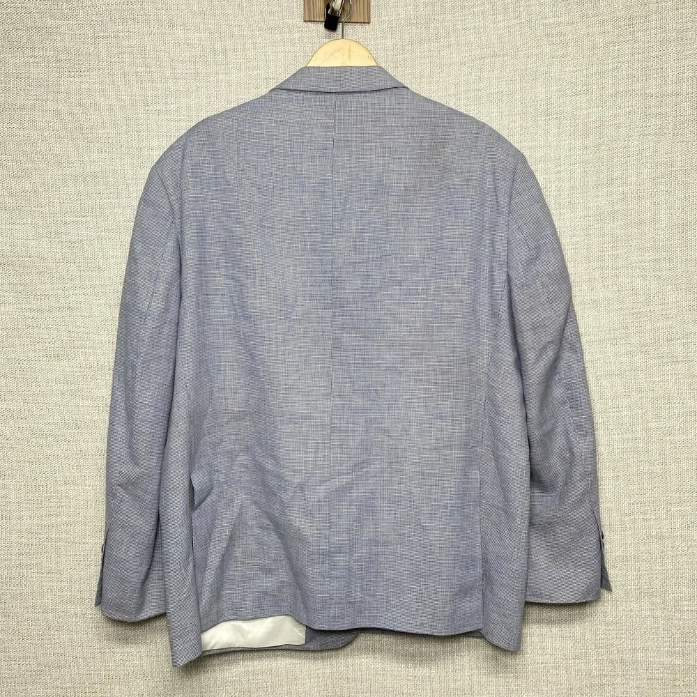 Jos A Bank Blazer 50R Executive Tailored Fit Linen Wool 2B2V Blue Puppytooth
